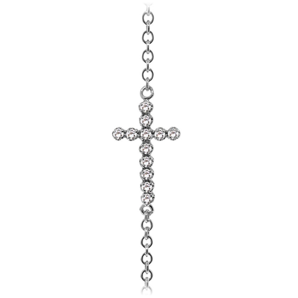 0.18 Carat 14K Rose Gold Cross Bracelet Natural Diamond