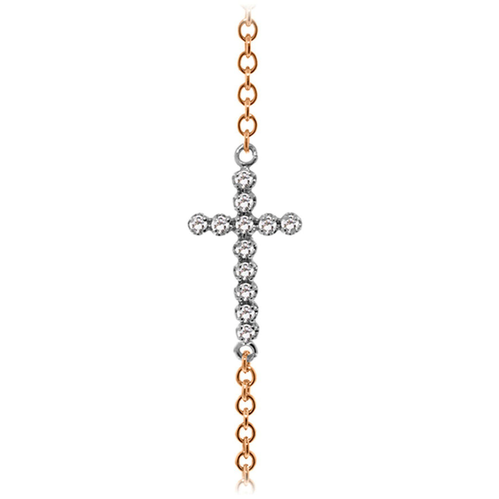 0.18 Carat 14K White Gold Cross Bracelet Natural Diamond