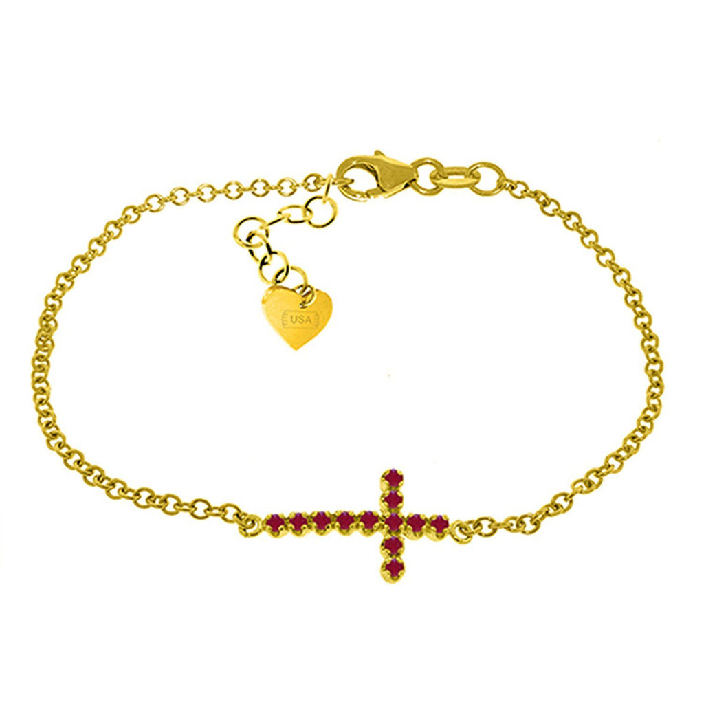 0.3 Carat 14K Rose Gold Cross Bracelet Natural Ruby
