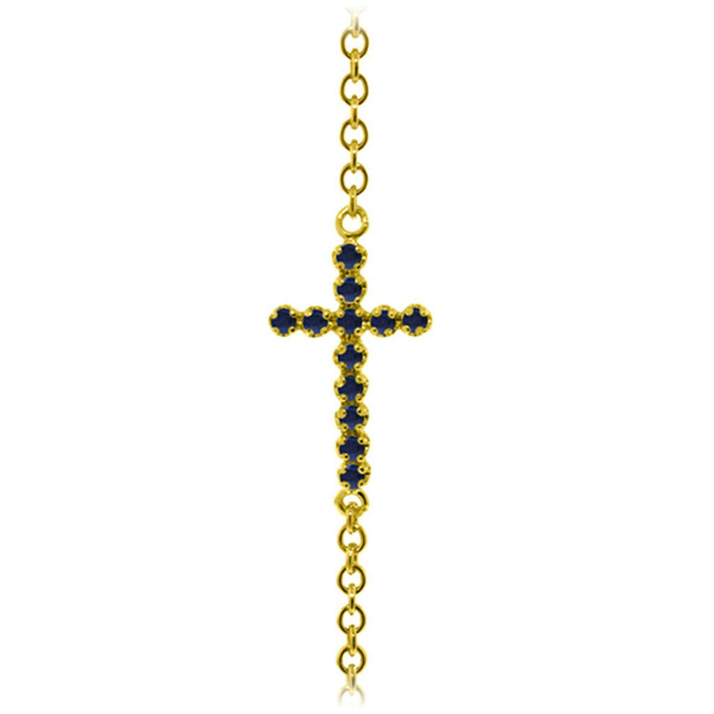0.3 Carat 14K Rose Gold Cross Bracelet Round Sapphire