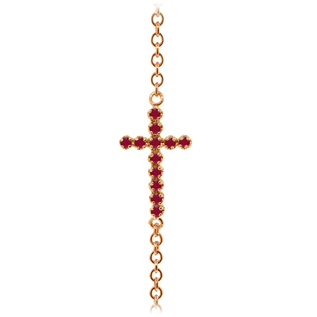 0.3 Carat 14K White Gold Cross Bracelet Natural Ruby