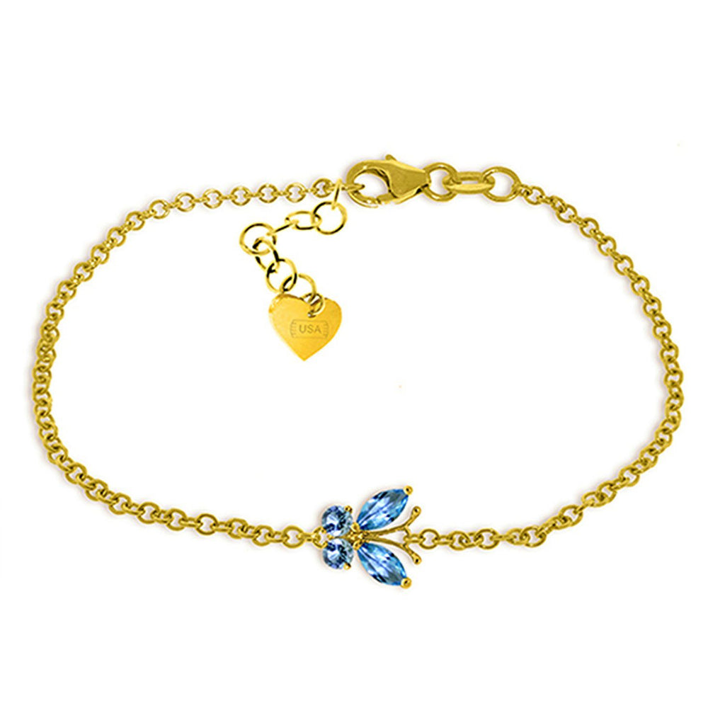 0.6 Carat 14K Gold Flutter Blue Topaz Bracelet