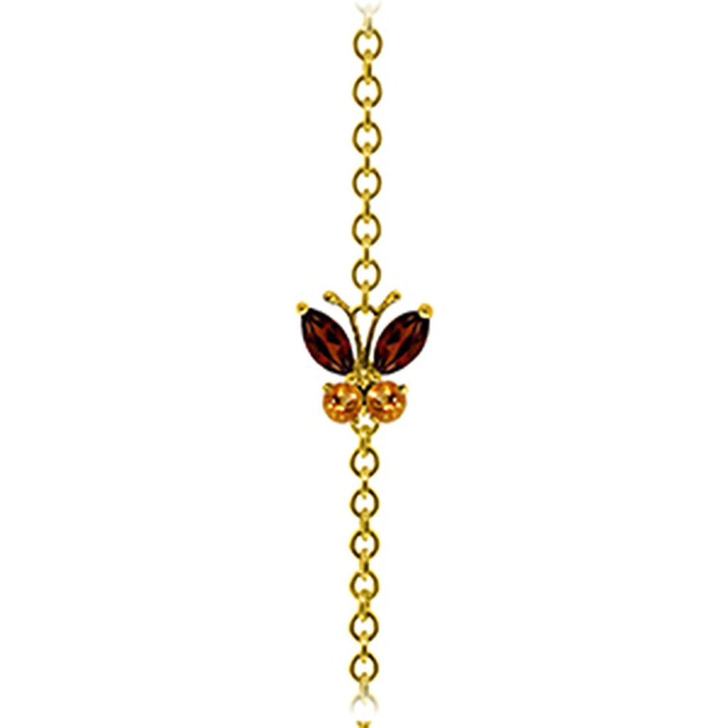 0.6 Carat 14K Gold Flutter Garnet Citrine Bracelet