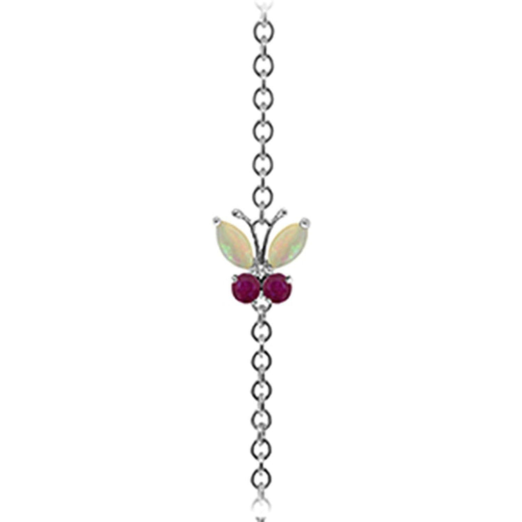 0.6 Carat 14K Gold Flutter Opal Ruby Bracelet