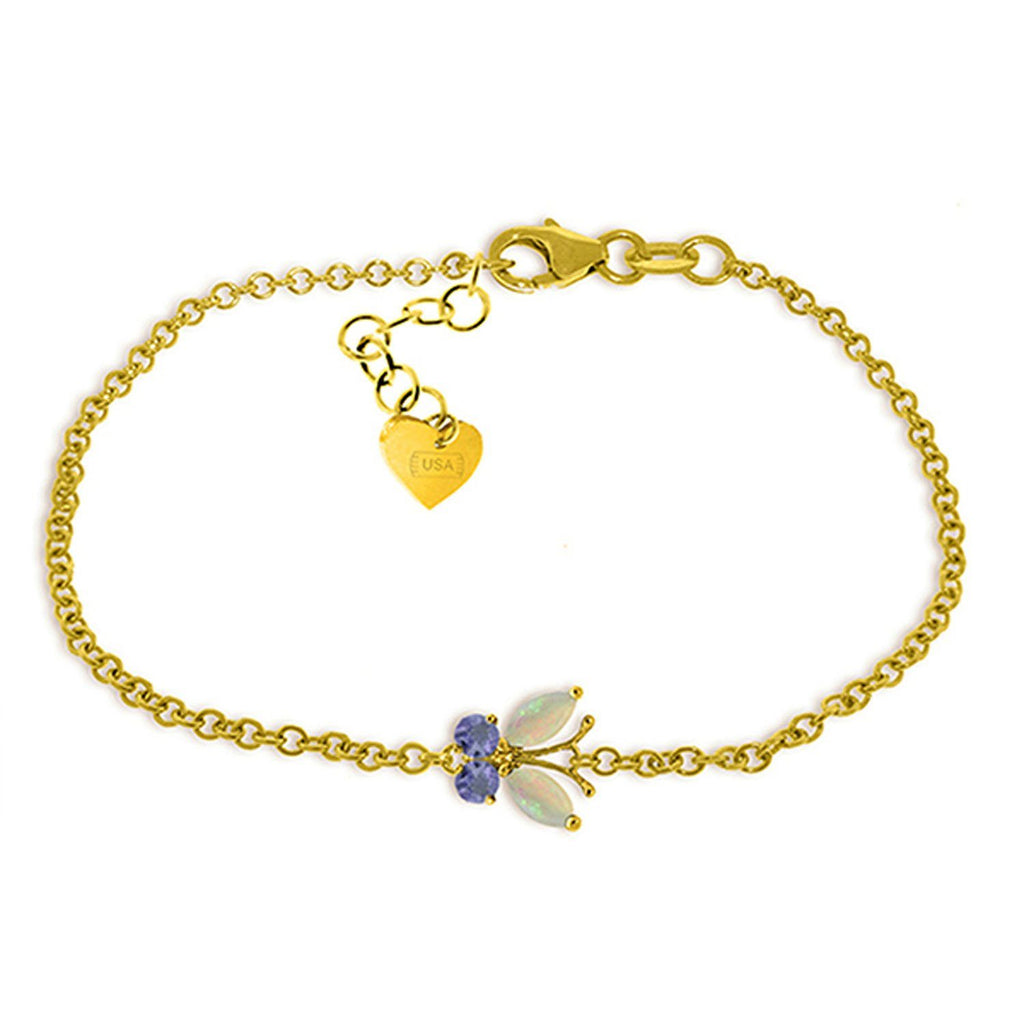 0.6 Carat 14K Gold Flutter Opal Tanzanite Bracelet