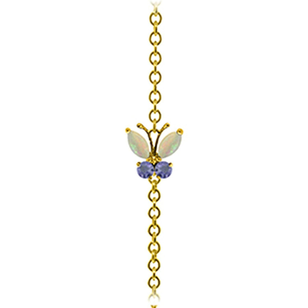 0.6 Carat 14K Gold Flutter Opal Tanzanite Bracelet