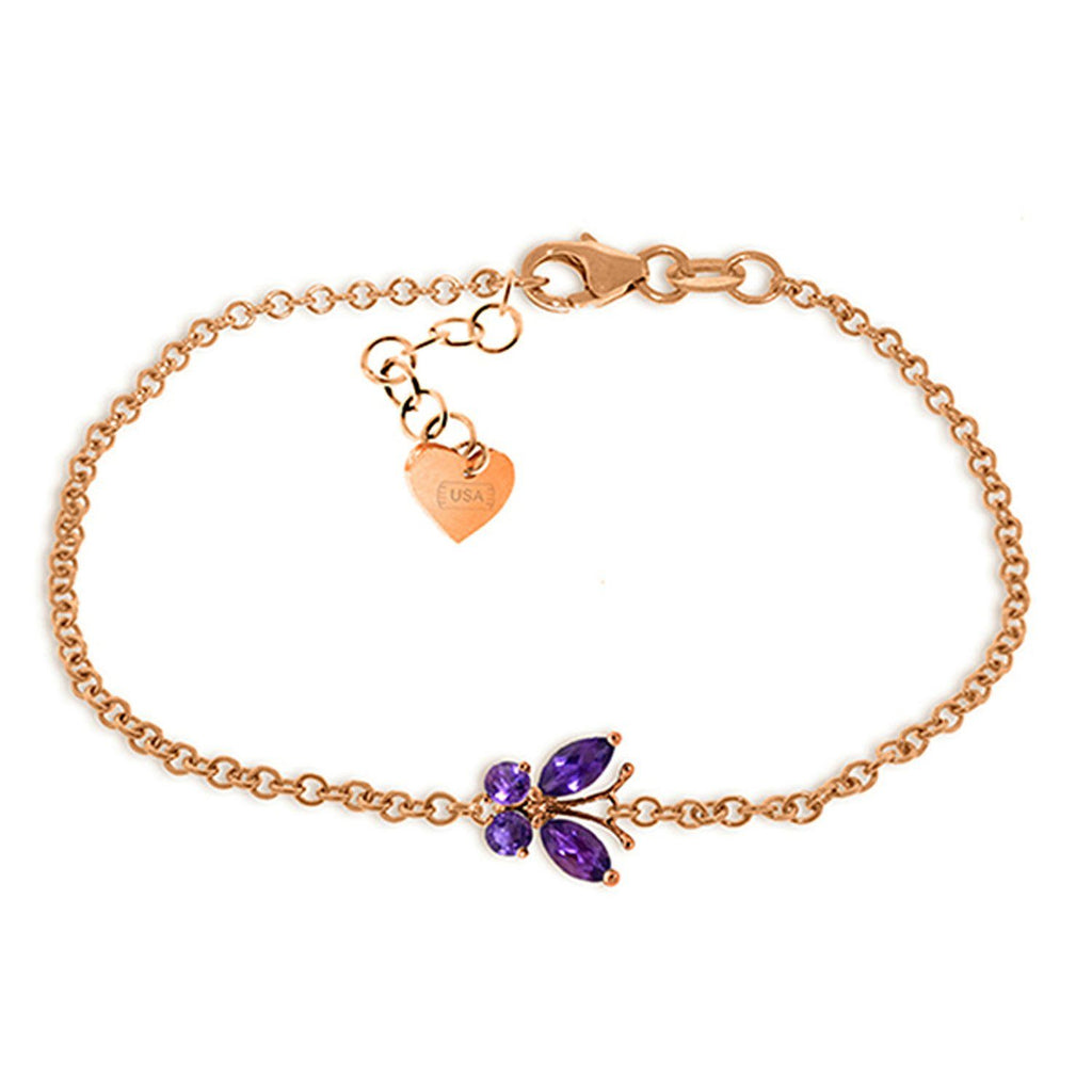 0.6 Carat 14K Rose Gold Butterfly Bracelet Amethyst