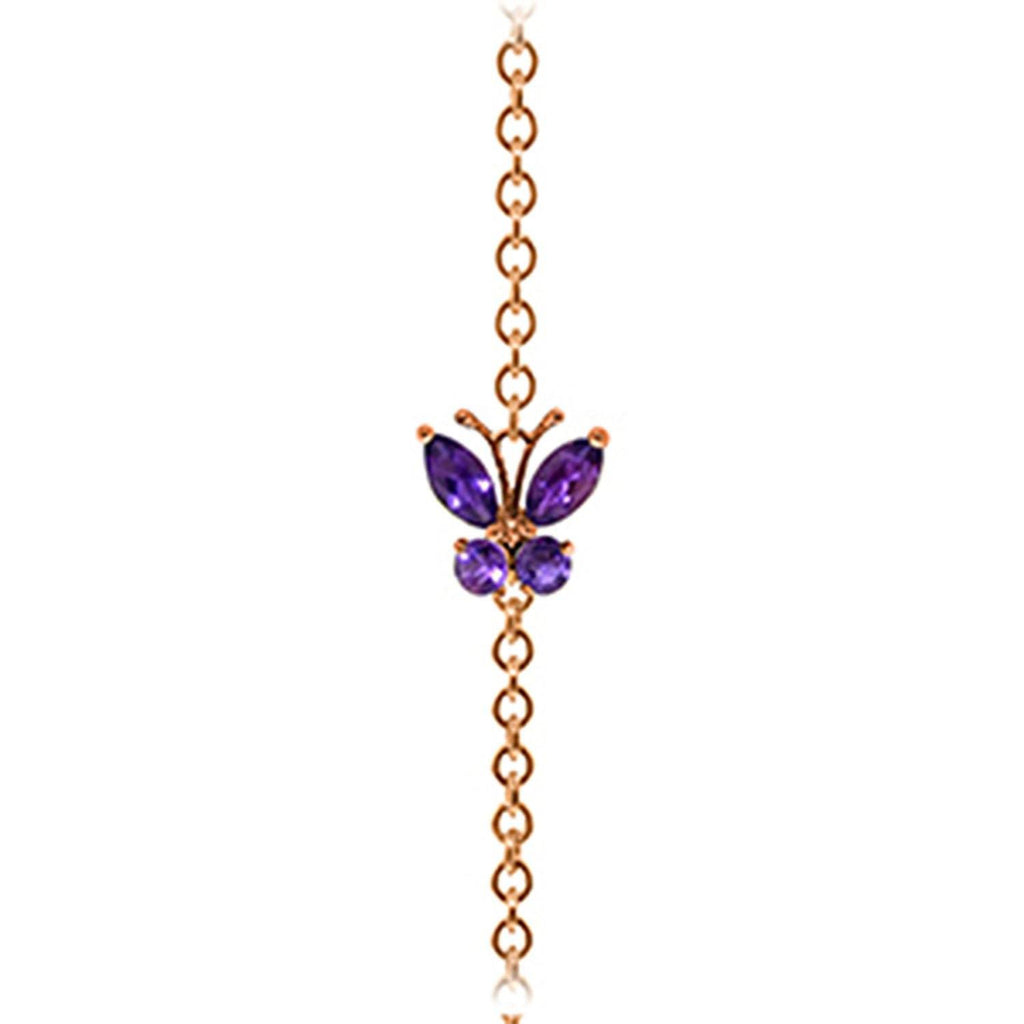 0.6 Carat 14K Rose Gold Butterfly Bracelet Amethyst