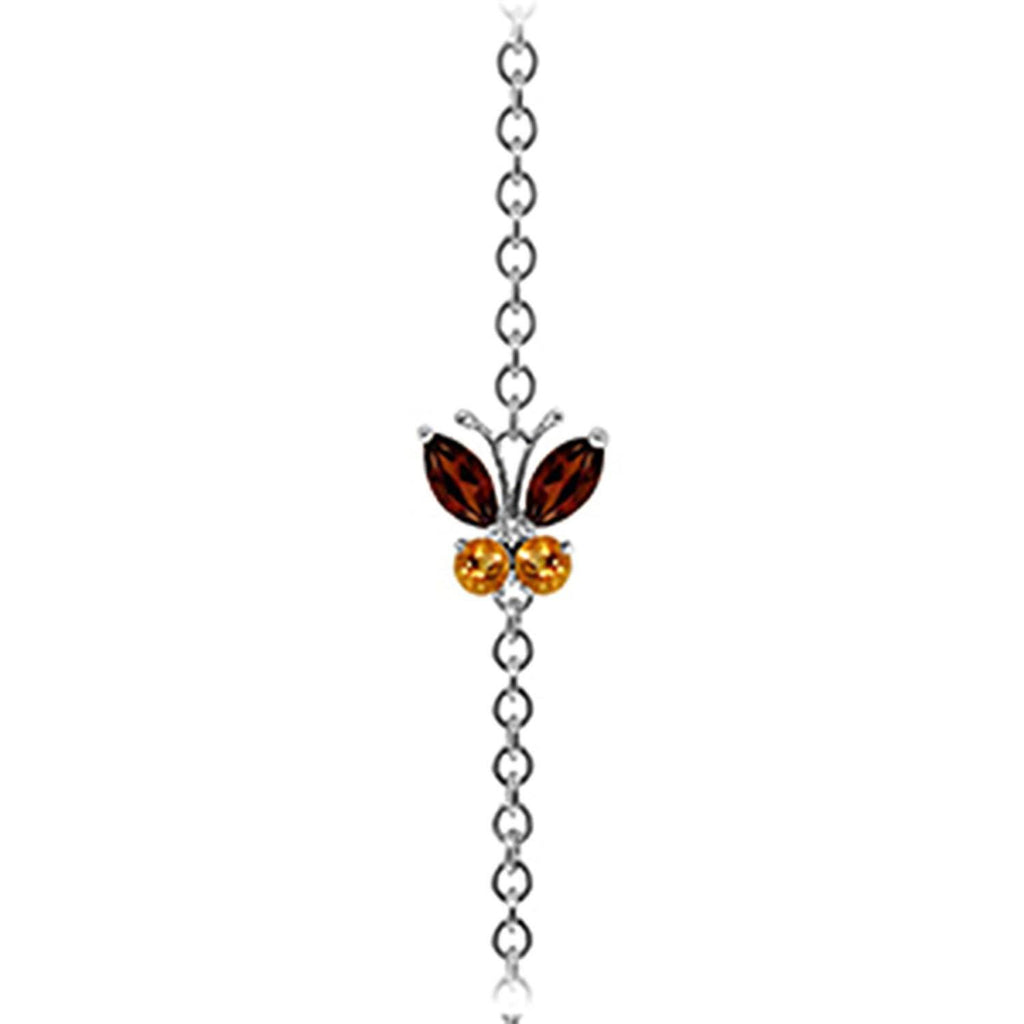 0.6 Carat 14K Rose Gold Butterfly Bracelet Garnet Citrine