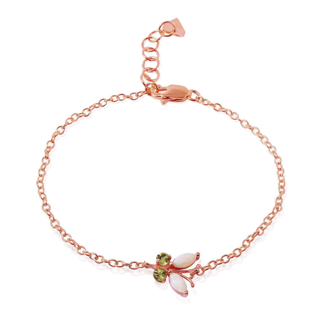 0.6 Carat 14K Rose Gold Butterfly Bracelet Opal Peridot