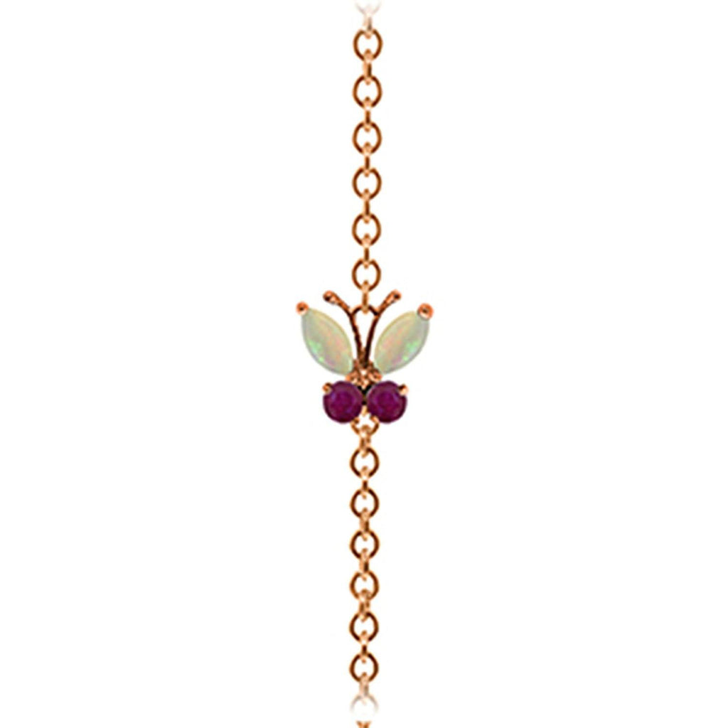 0.6 Carat 14K Rose Gold Butterfly Bracelet Opal Ruby