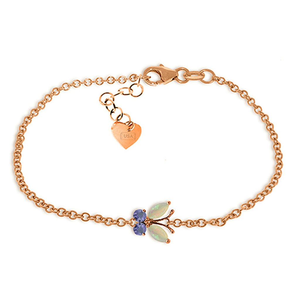 0.6 Carat 14K Rose Gold Butterfly Bracelet Opal Tanzanite