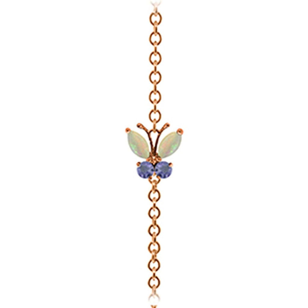 0.6 Carat 14K Rose Gold Butterfly Bracelet Opal Tanzanite