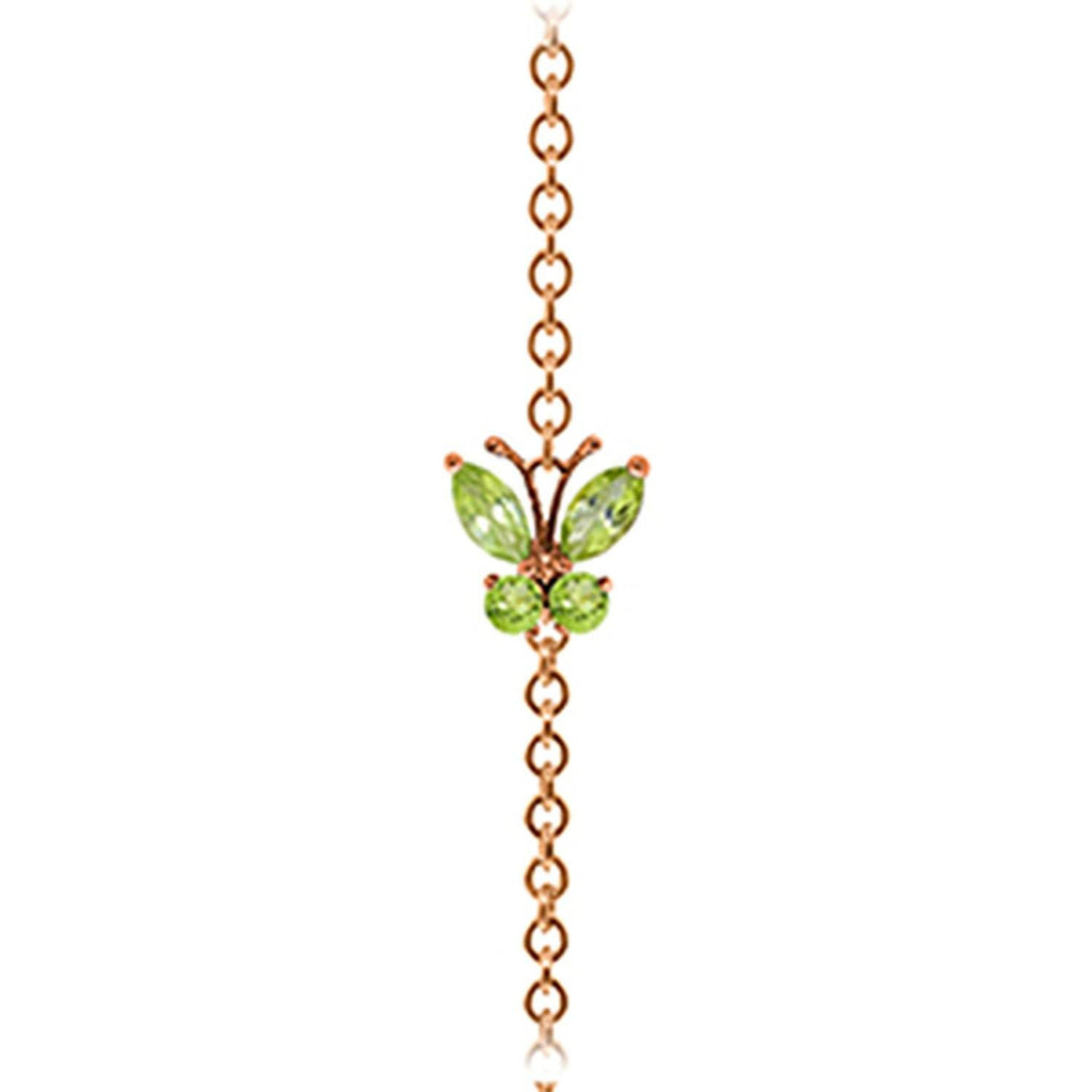 0.6 Carat 14K Rose Gold Butterfly Bracelet Peridot