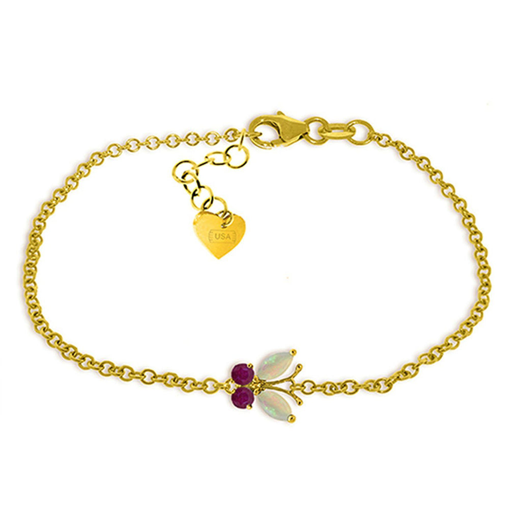 0.6 Carat 14K White Gold Coming Down Love Opal Ruby Bracelet