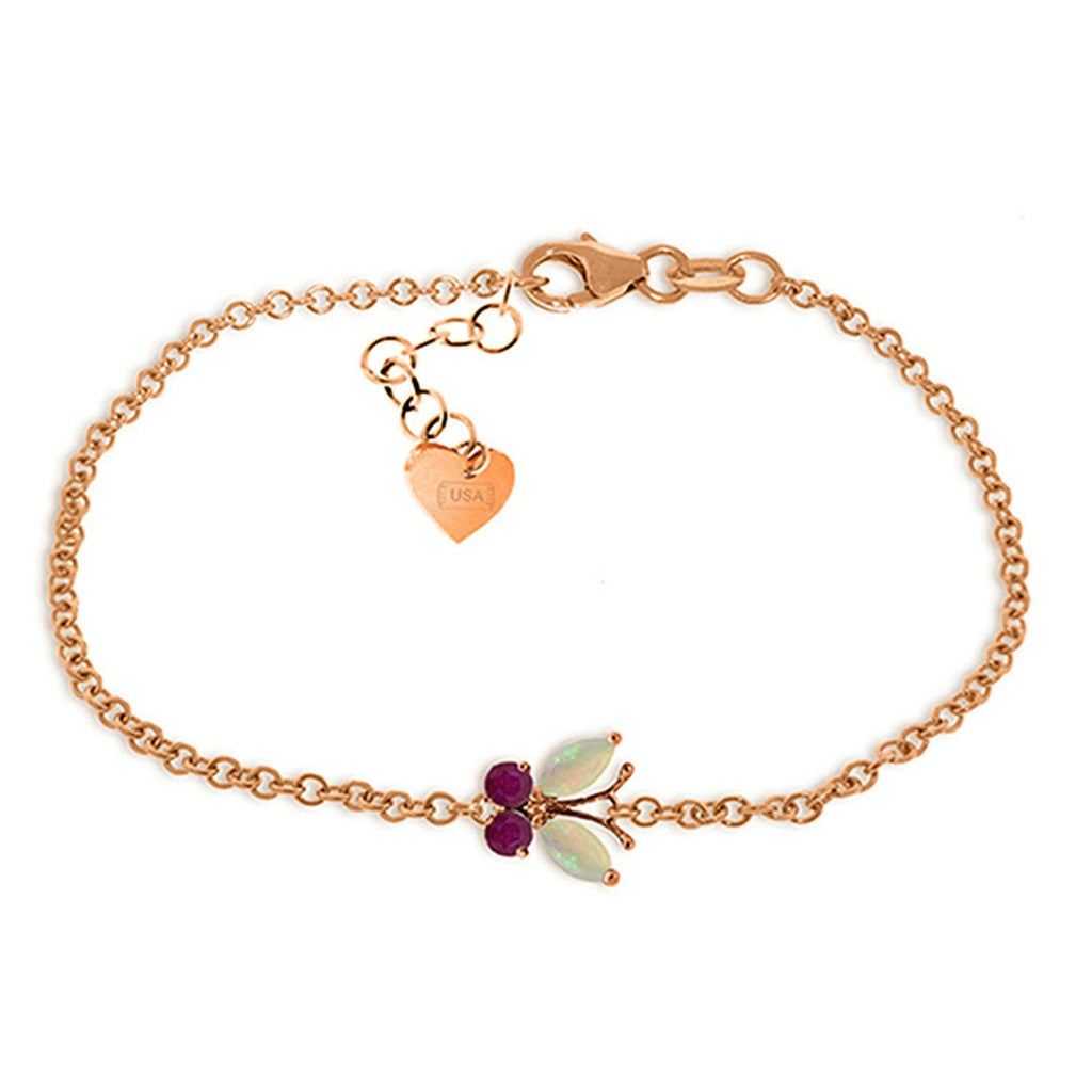 0.6 Carat 14K White Gold Coming Down Love Opal Ruby Bracelet
