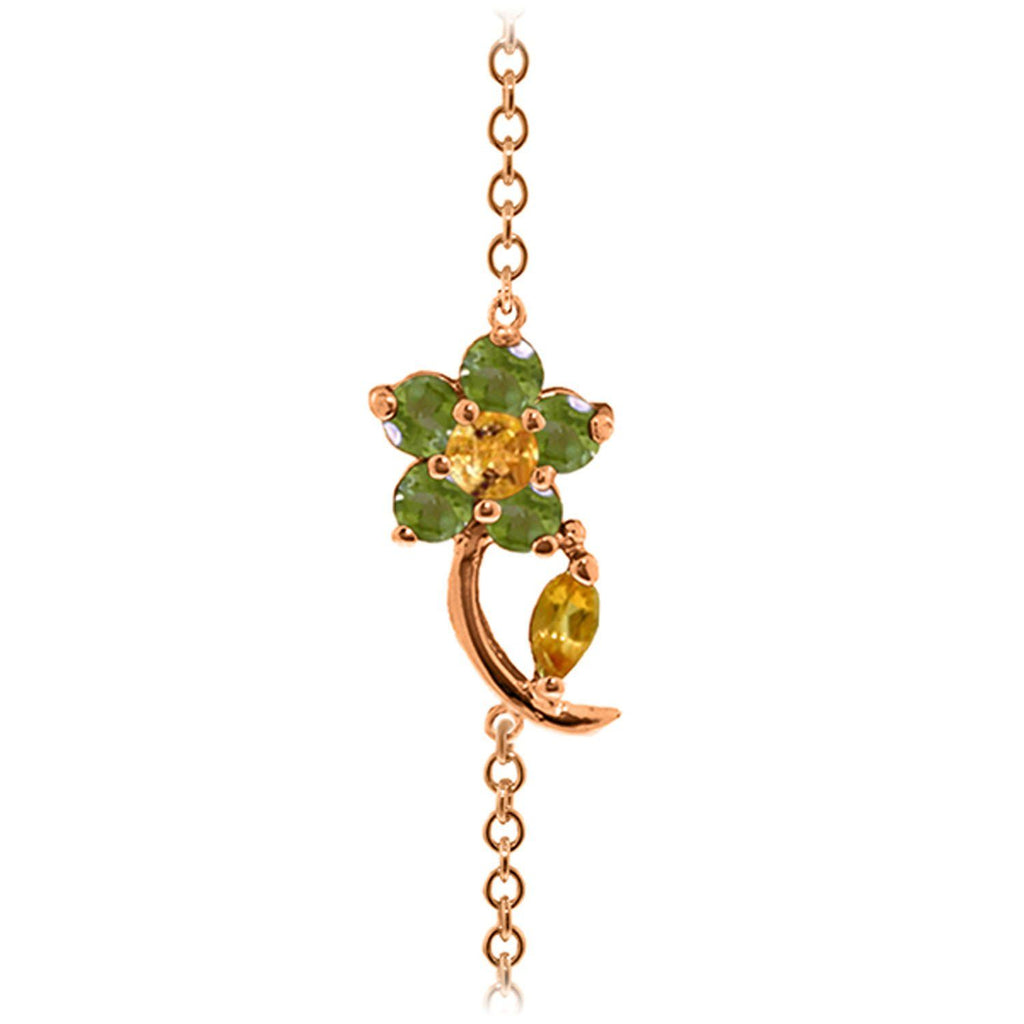 0.87 Carat 14K Rose Gold Flower Bracelet Citrine Peridot