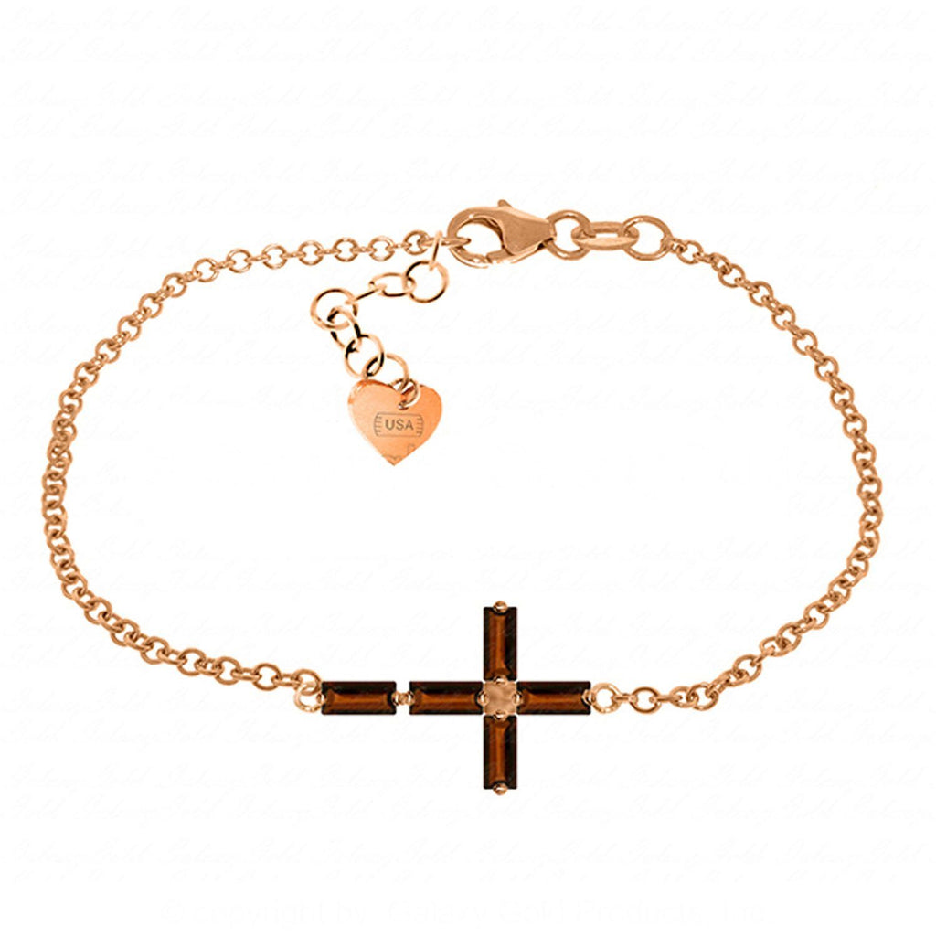 1.15 Carat 14K Rose Gold Cross Baguette Garnet Bracelet