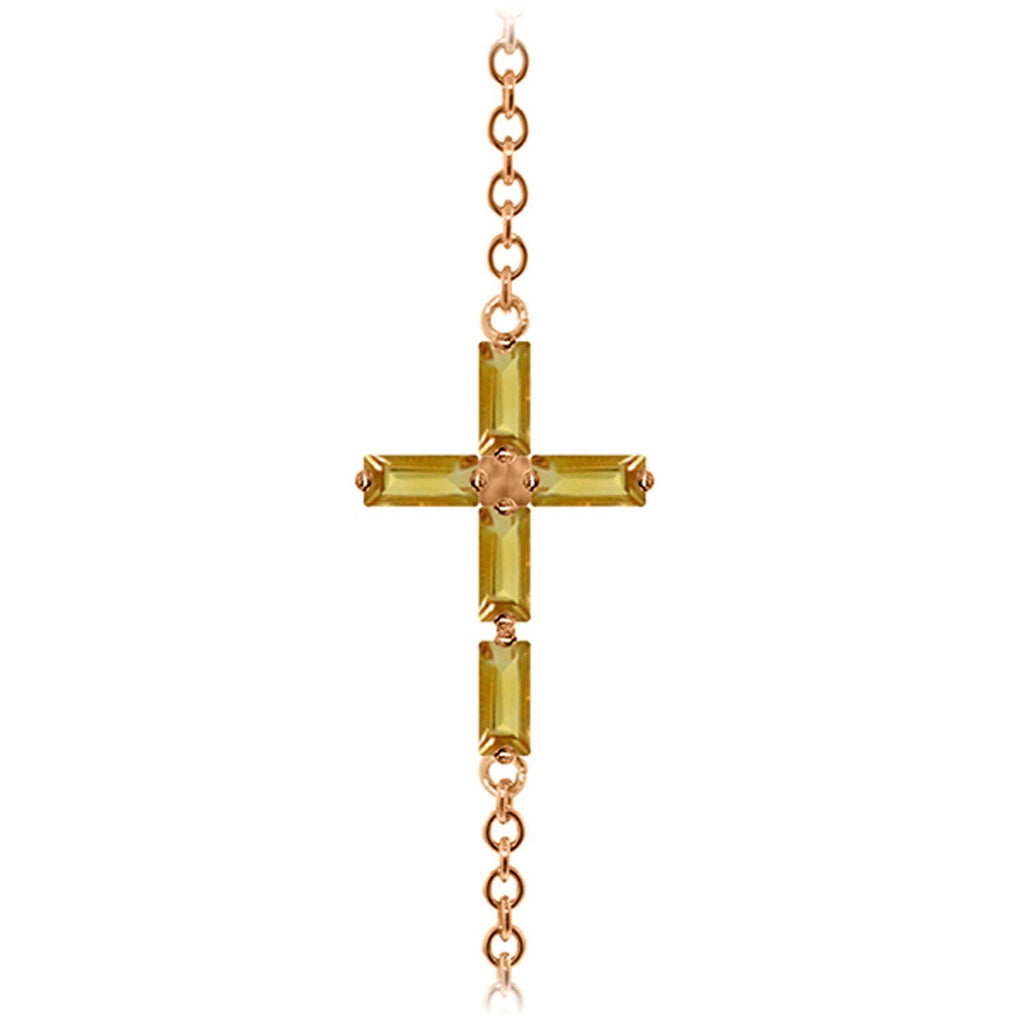 1.15 Carat 14K Rose Gold Cross Bracelet Natural Citrine