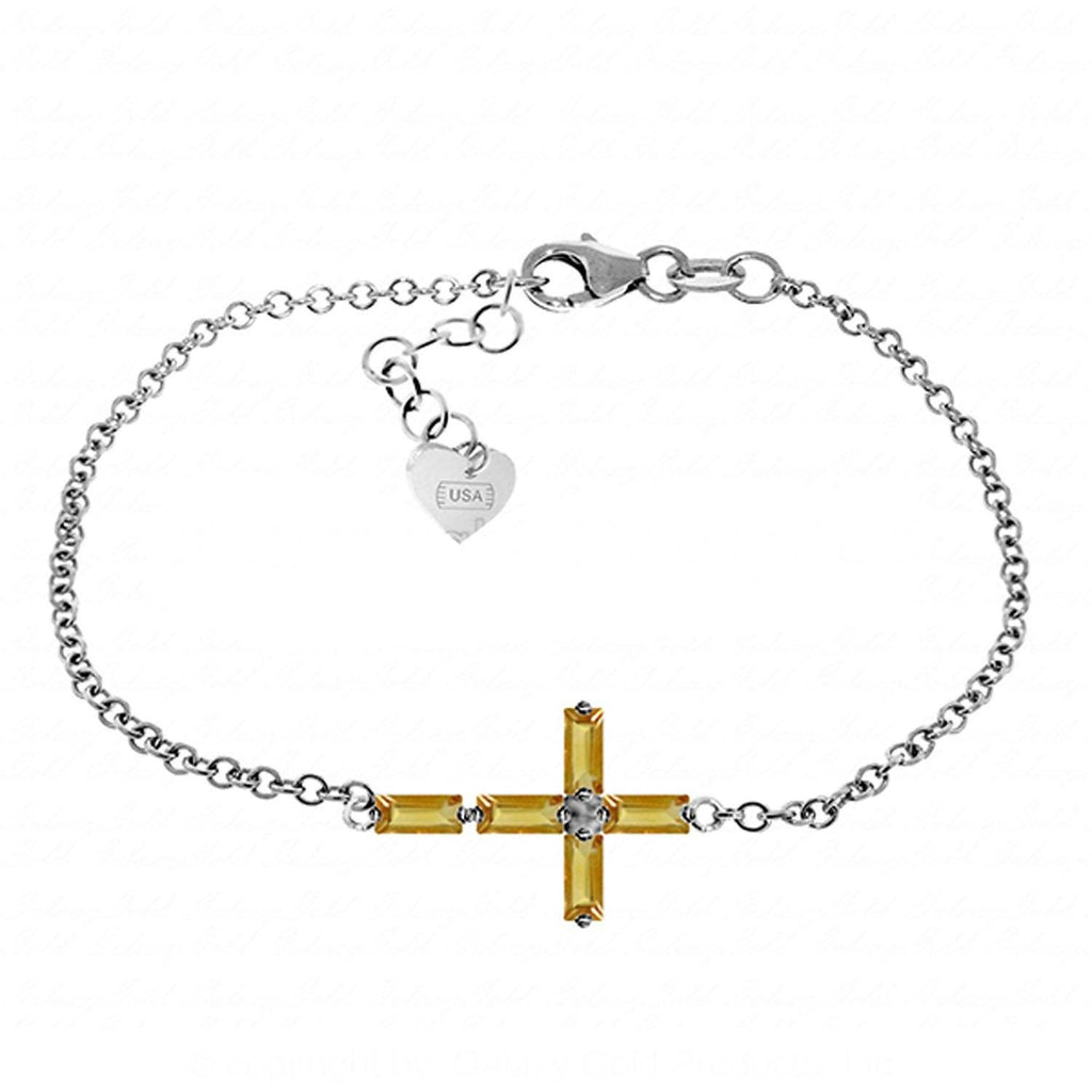 1.15 Carat 14K White Gold Cross Bracelet Natural Citrine