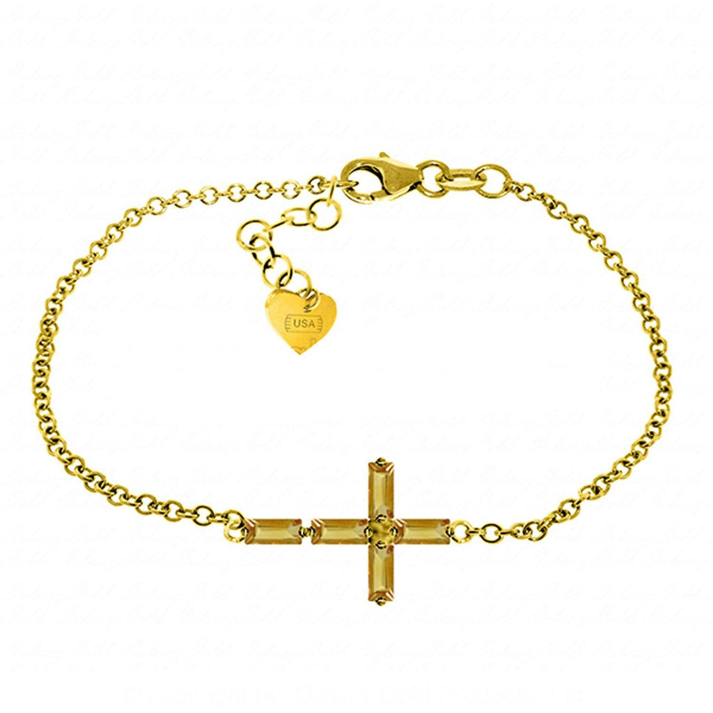 1.15 Carat 14K White Gold Cross Bracelet Natural Citrine