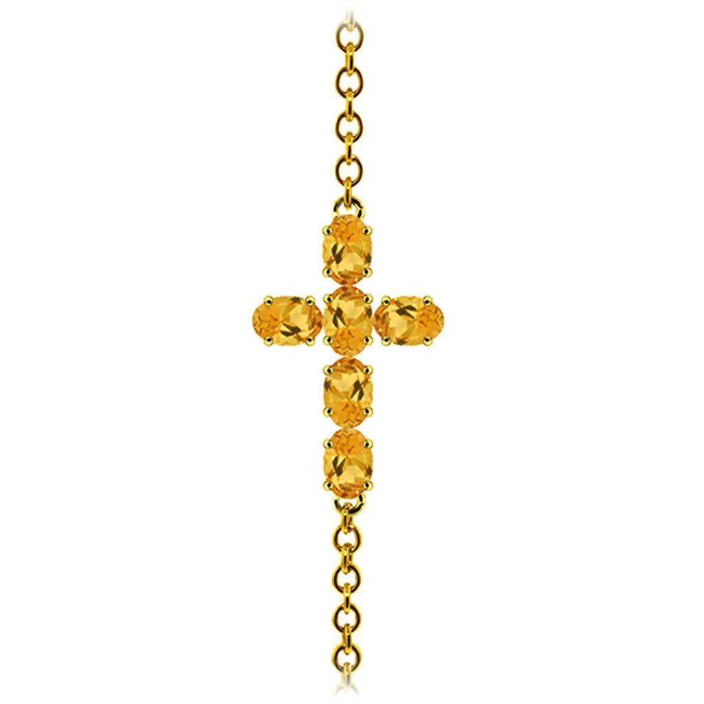 1.7 Carat 14K Gold Cross Bracelet Natural Citrine