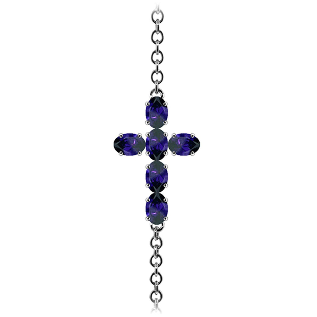 1.7 Carat 14K Gold Cross Bracelet Natural Sapphire