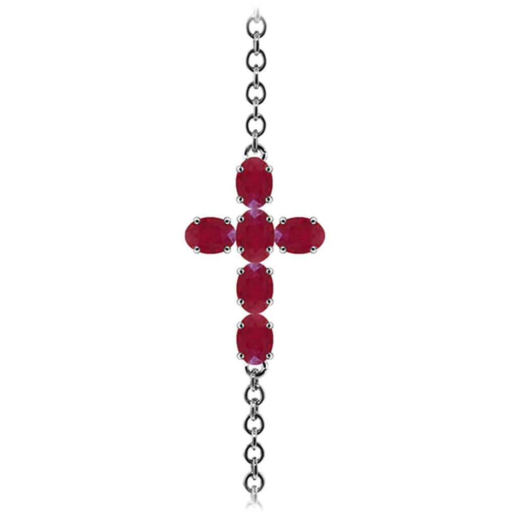 1.7 Carat 14K Gold Horizontal Cross Ruby Bracelet
