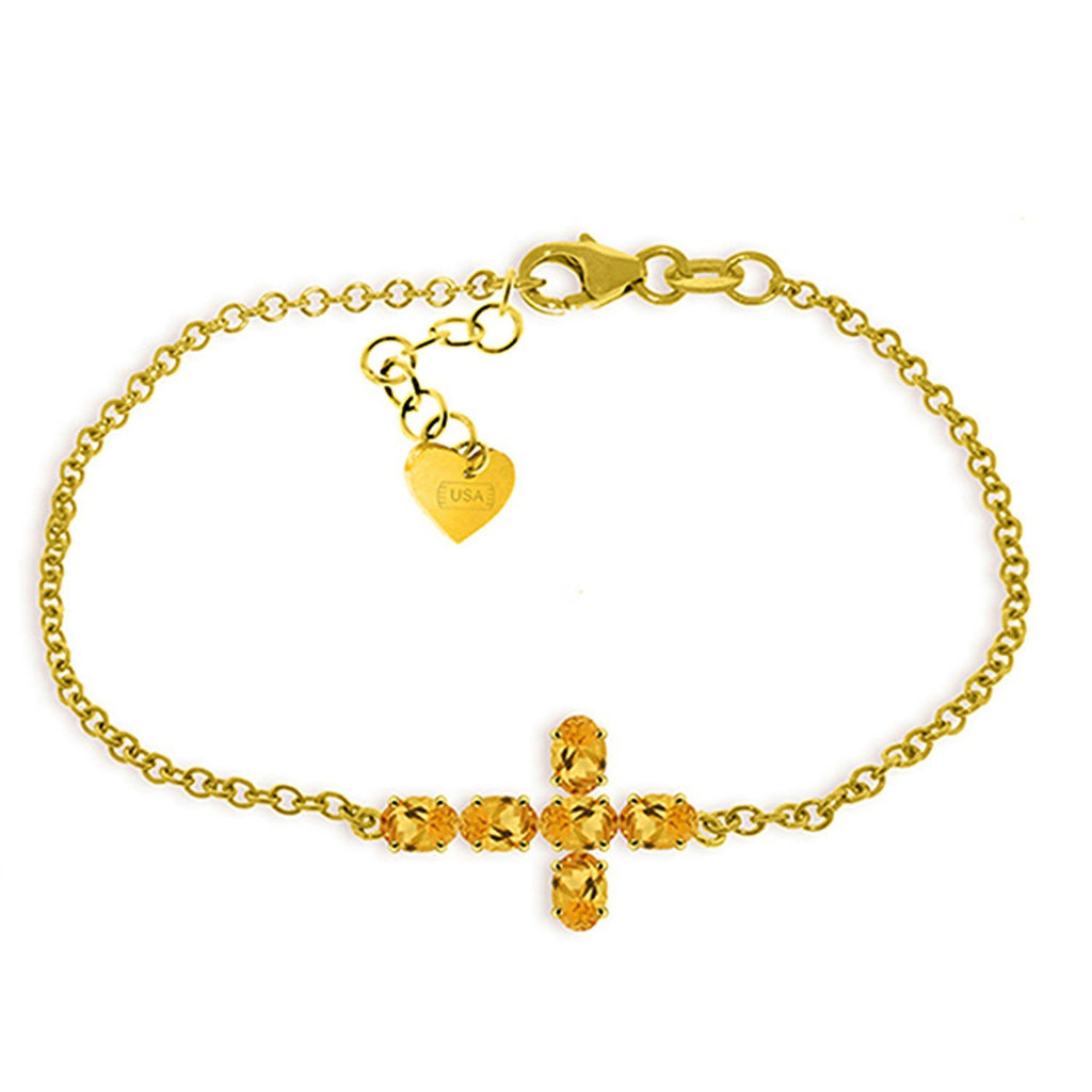 1.7 Carat 14K Rose Gold Cross Bracelet Natural Citrine