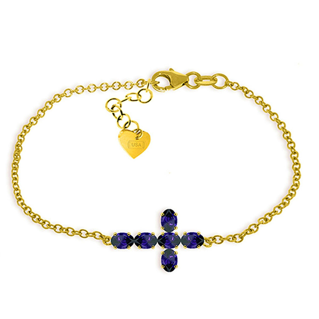1.7 Carat 14K Rose Gold Cross Bracelet Natural Sapphire