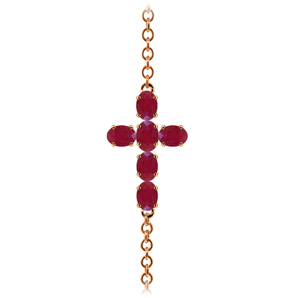 1.7 Carat 14K Rose Gold Cross Bracelet Oval Ruby