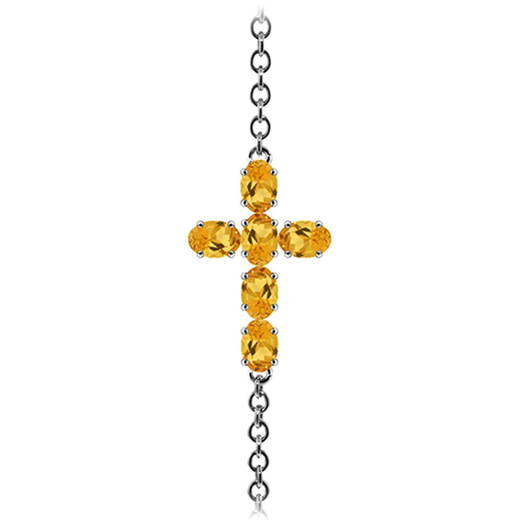 1.7 Carat 14K White Gold Cross Bracelet Natural Citrine