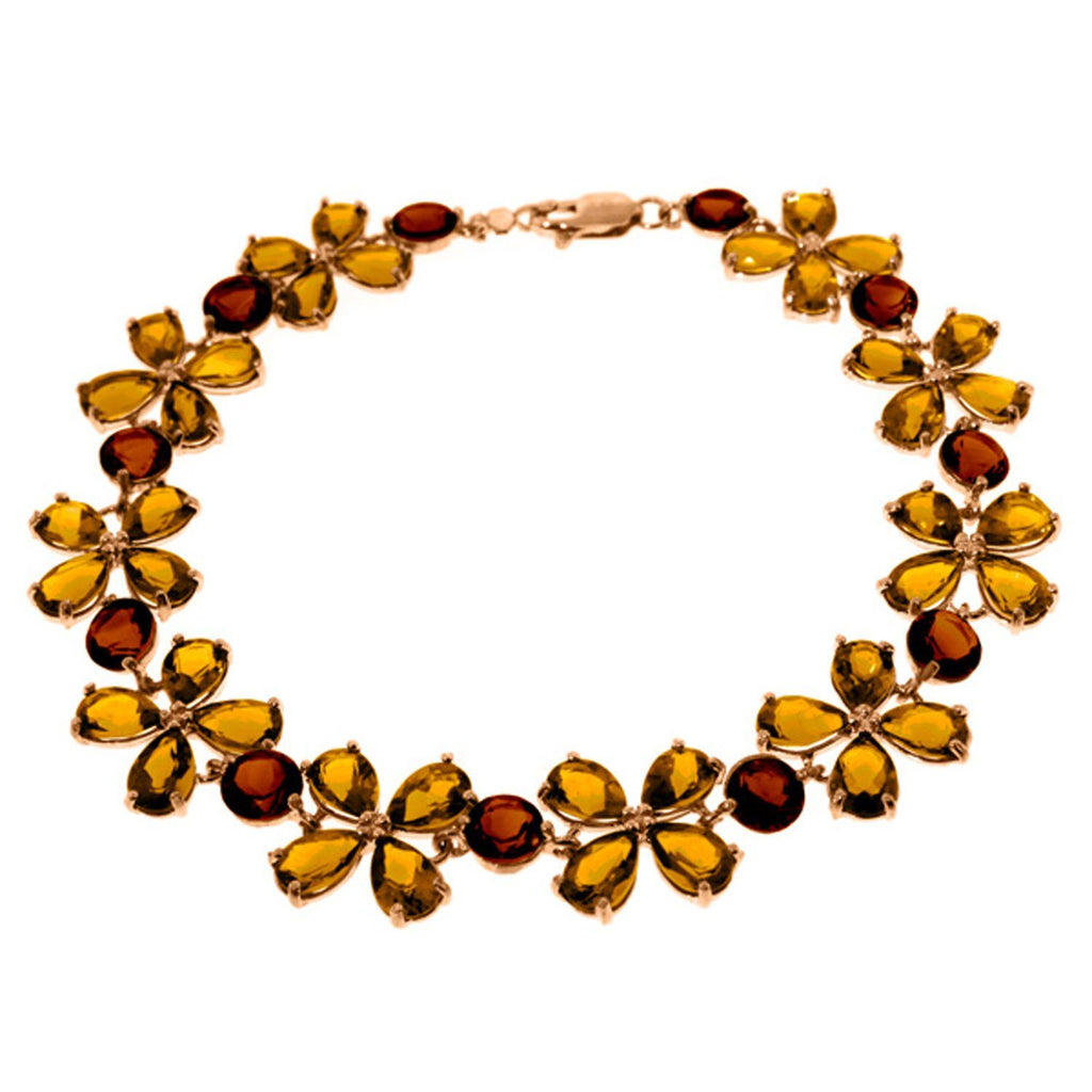 14K Rose Gold Bracelet w/ Citrines & Garnets