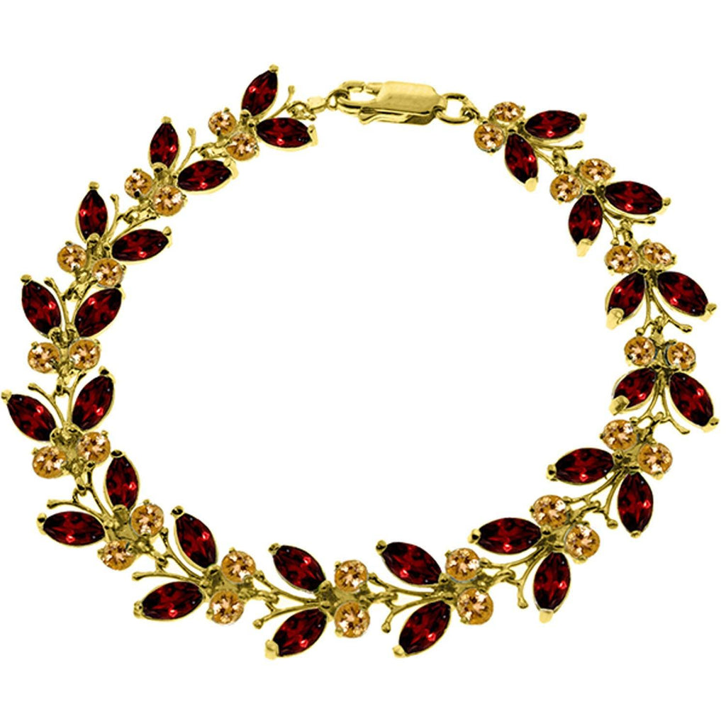 14K Rose Gold Butterfly Bracelet w/ Garnets & Citrines