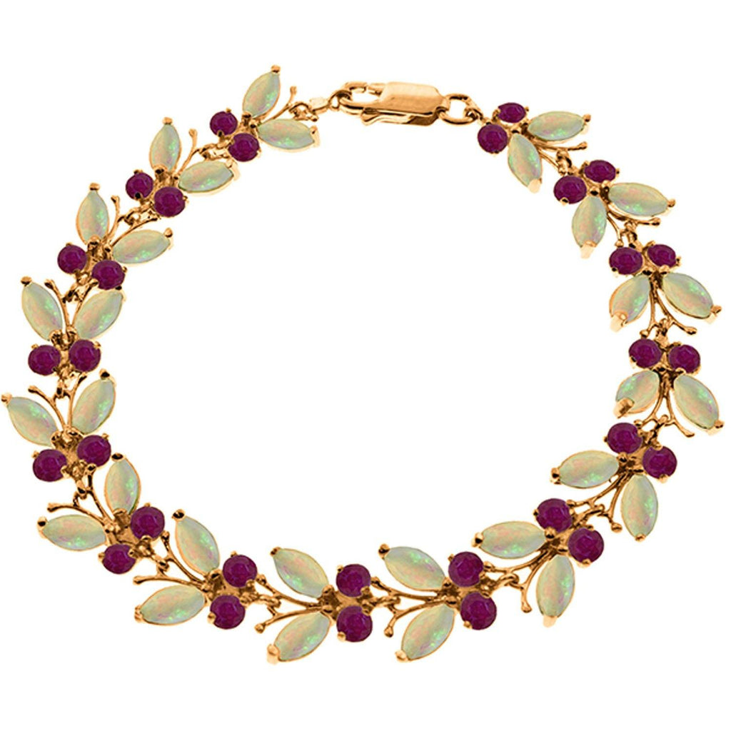 14K Rose Gold Butterfly Bracelet w/ Opals & Rubies