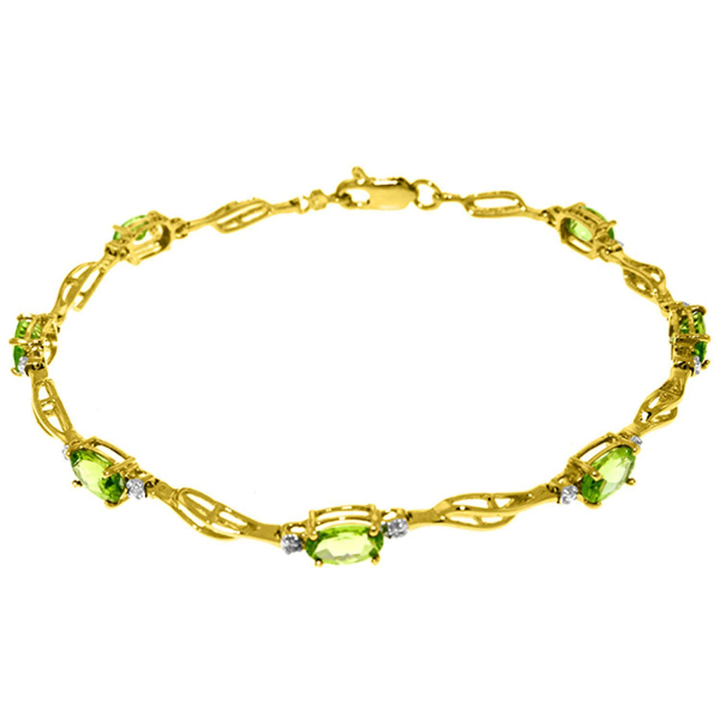 14K Rose Gold Tennis Bracelet Peridot & Diamond Gemstone