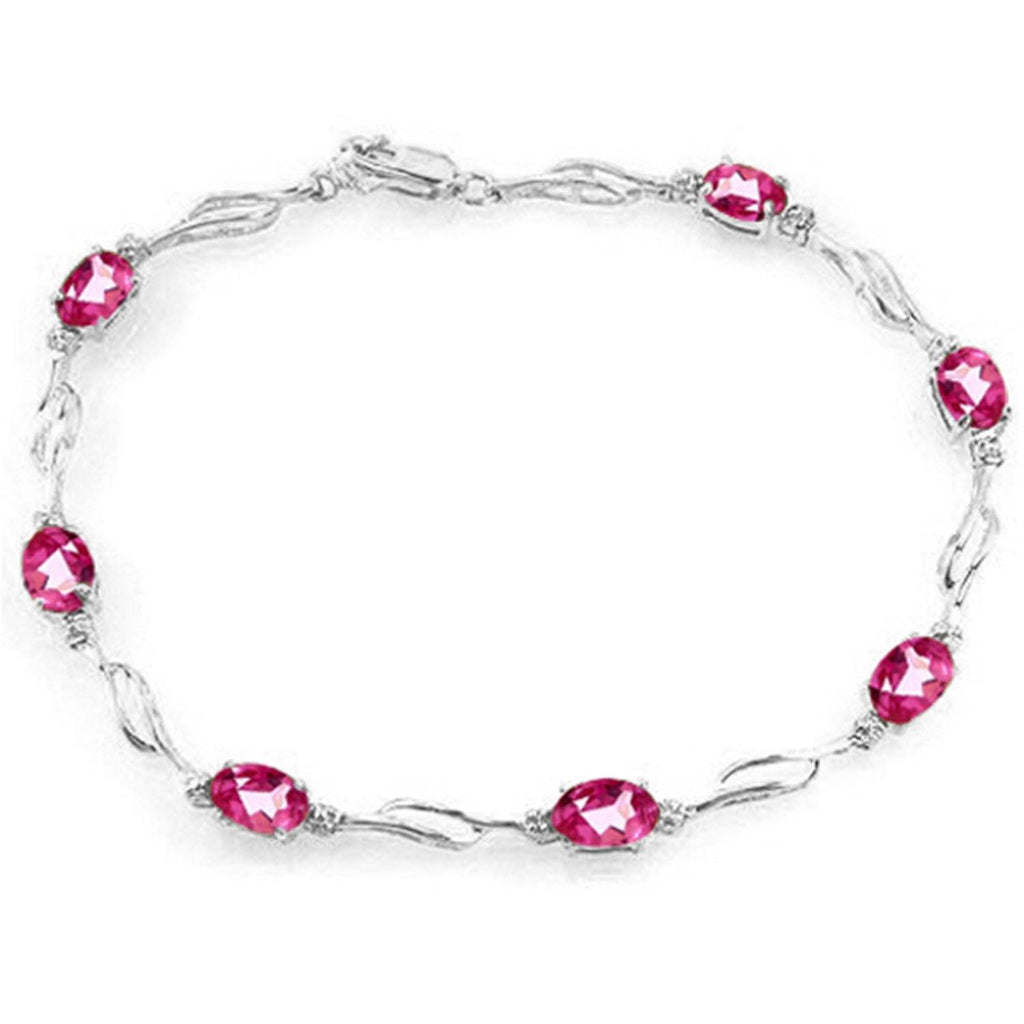 14K Rose Gold Tennis Bracelet w/ Pink Topaz & Diamonds