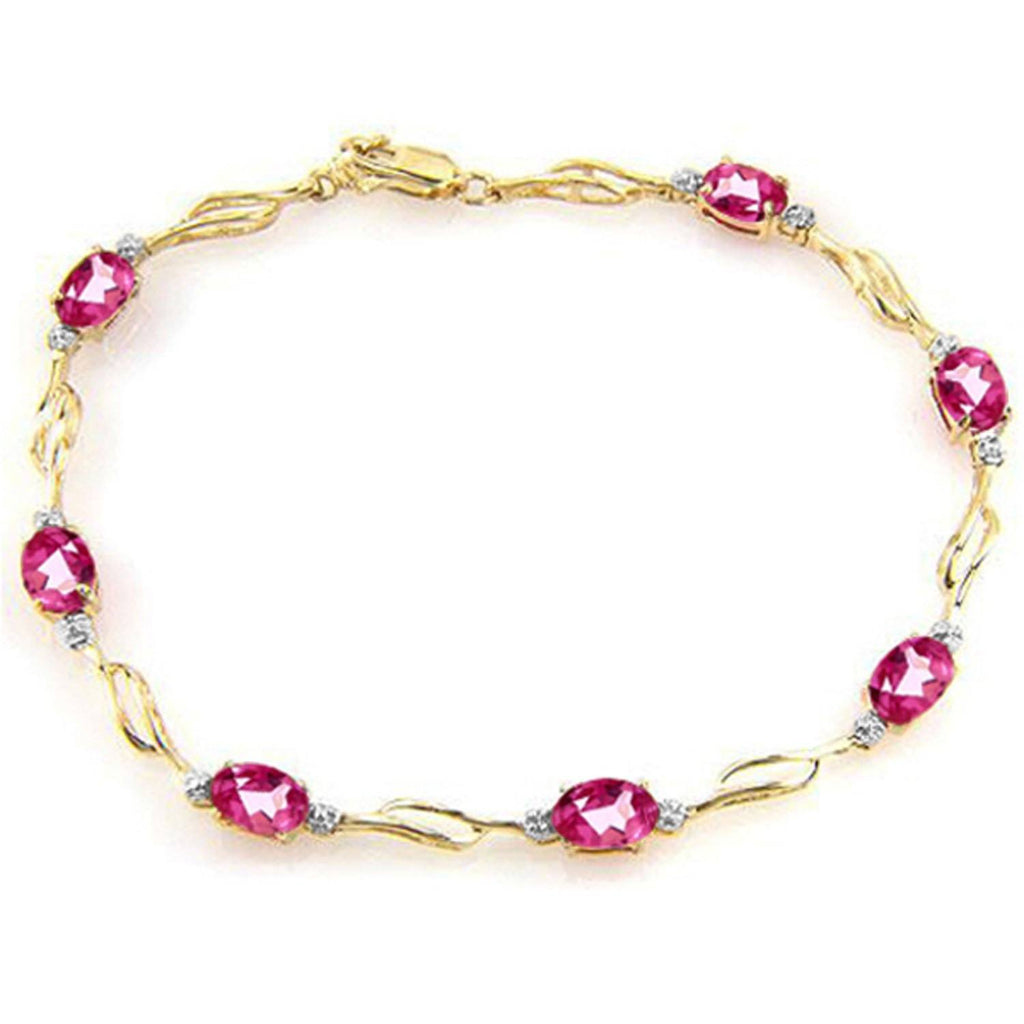 14K Rose Gold Tennis Bracelet w/ Pink Topaz & Diamonds