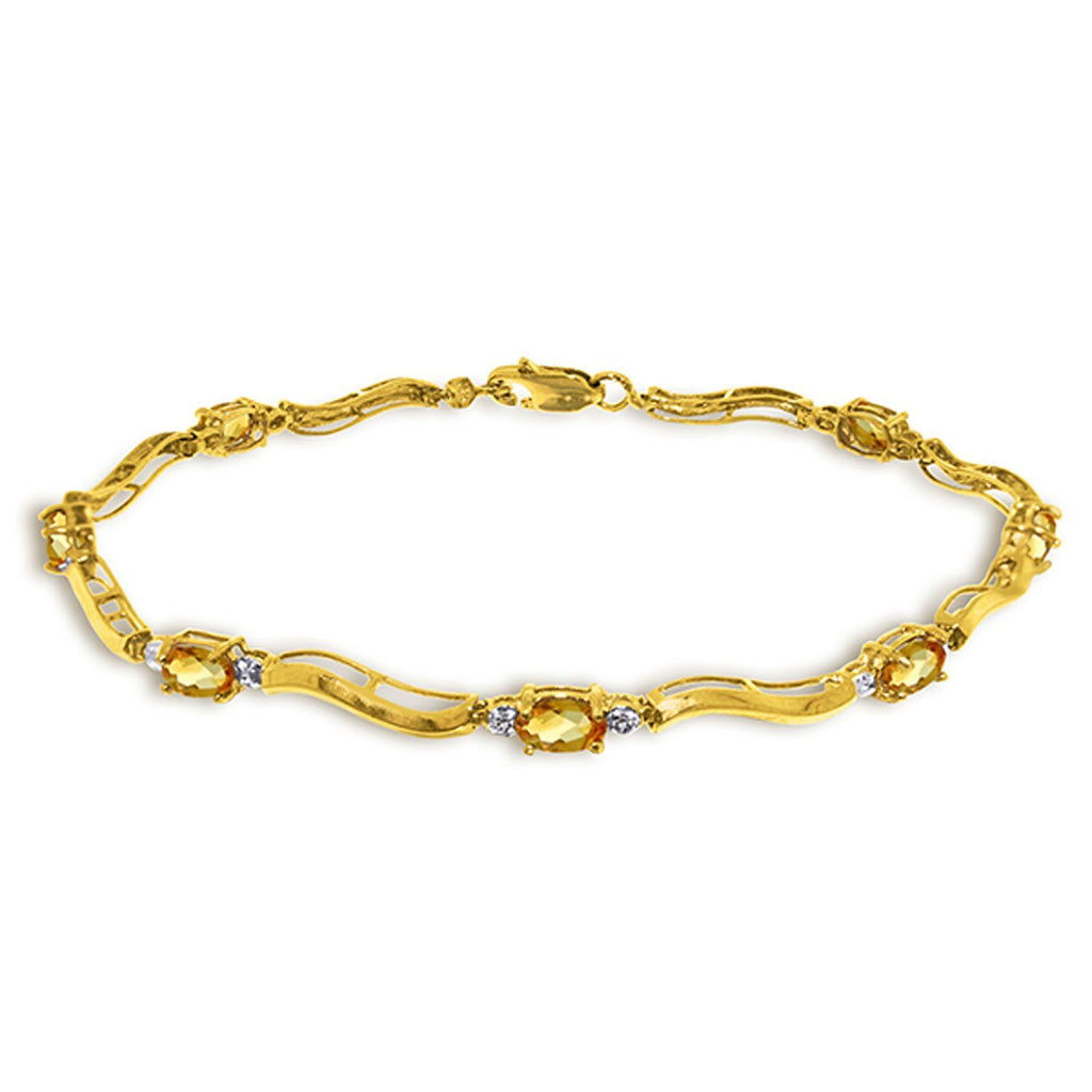 2.01 Carat 14K Gold Tennis Bracelet Diamond Citrine