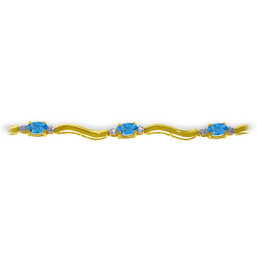 2.16 Carat 14K Gold Tennis Bracelet Diamond Blue Topaz
