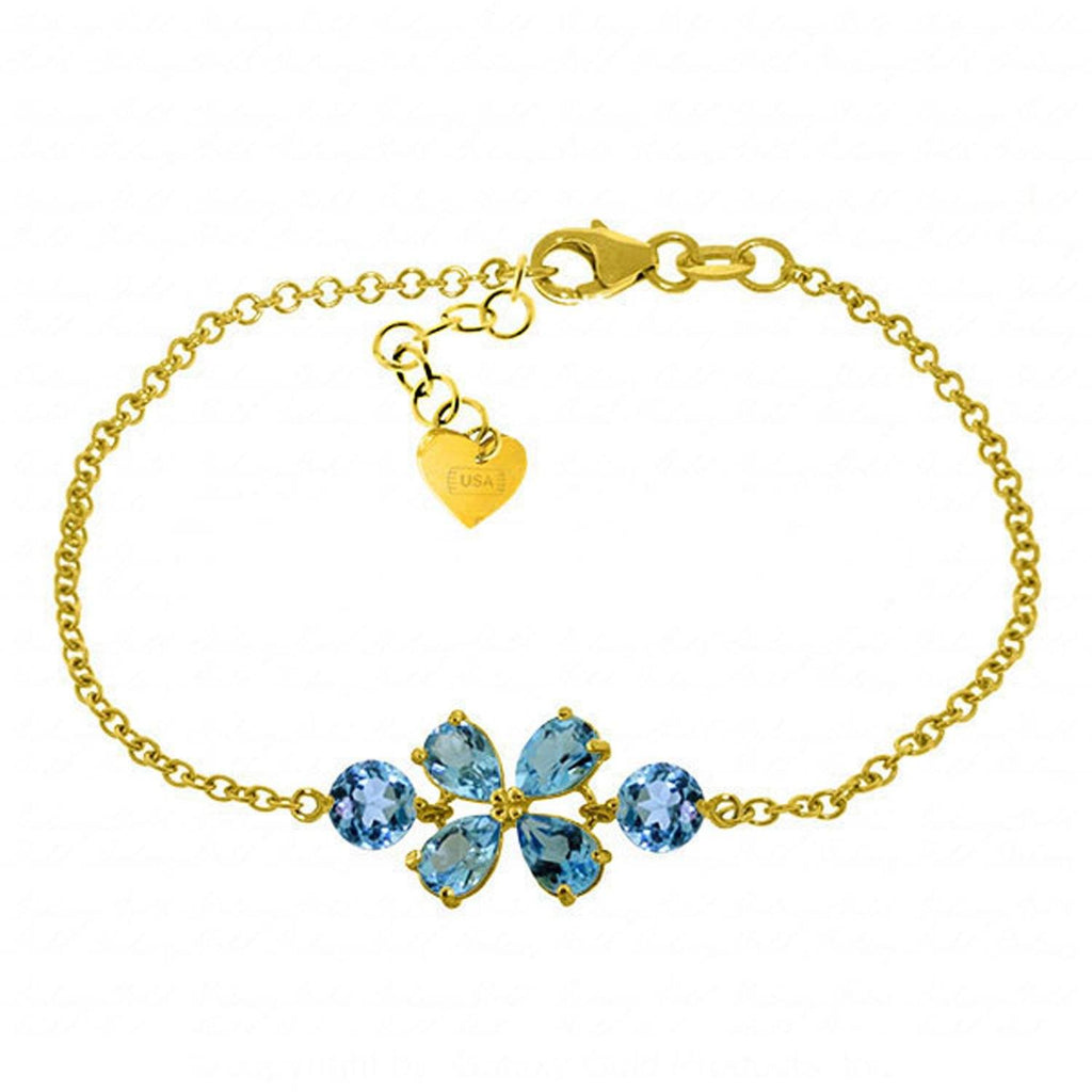 3.15 Carat 14K Gold Bracelet Natural Blue Topaz
