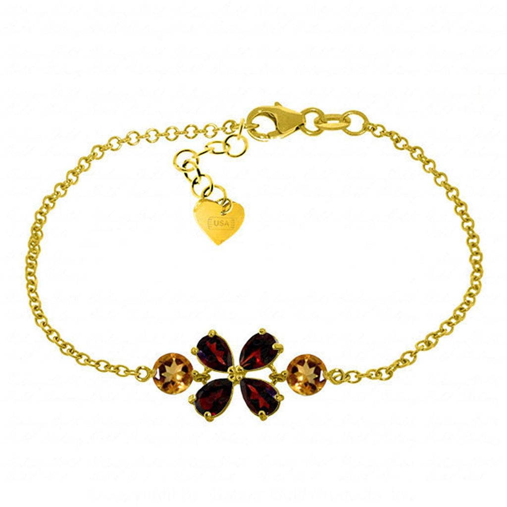 3.15 Carat 14K Rose Gold Bracelet Garnet Citrine