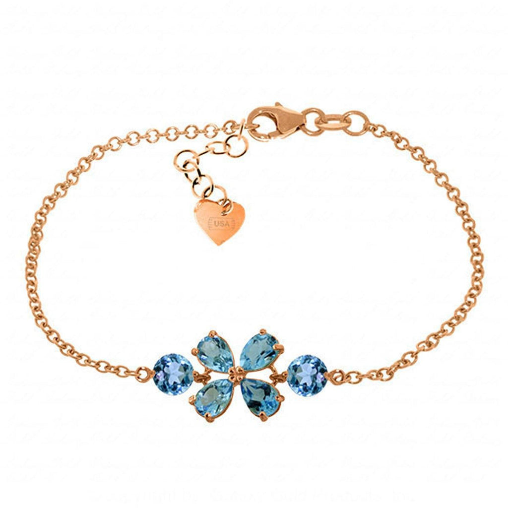 3.15 Carat 14K Rose Gold Bracelet Natural Blue Topaz