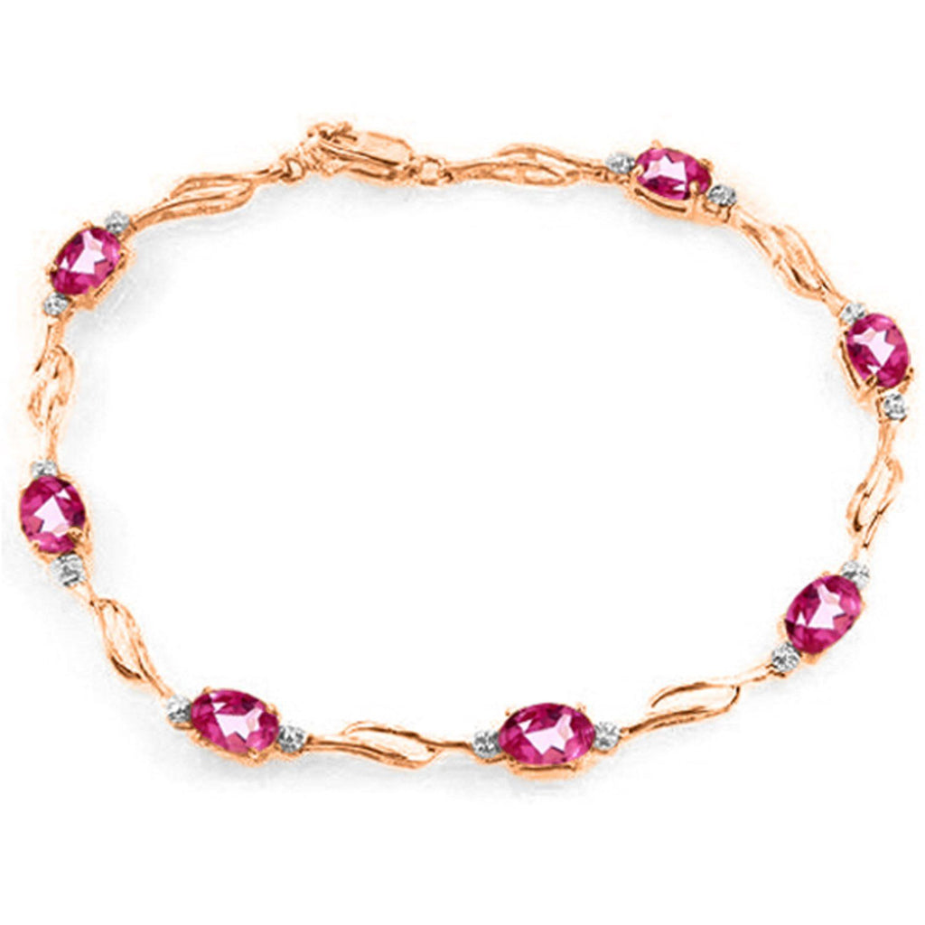 3.39 Carat 14K Gold Tennis Bracelet Pink Topaz Diamond