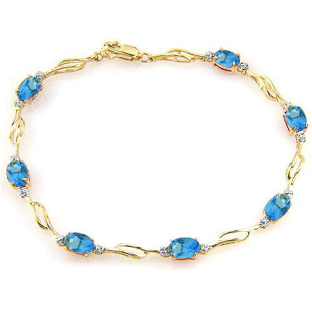 3.39 Carat 14K White Gold Magical Words Blue Topaz Diamond Bracelet