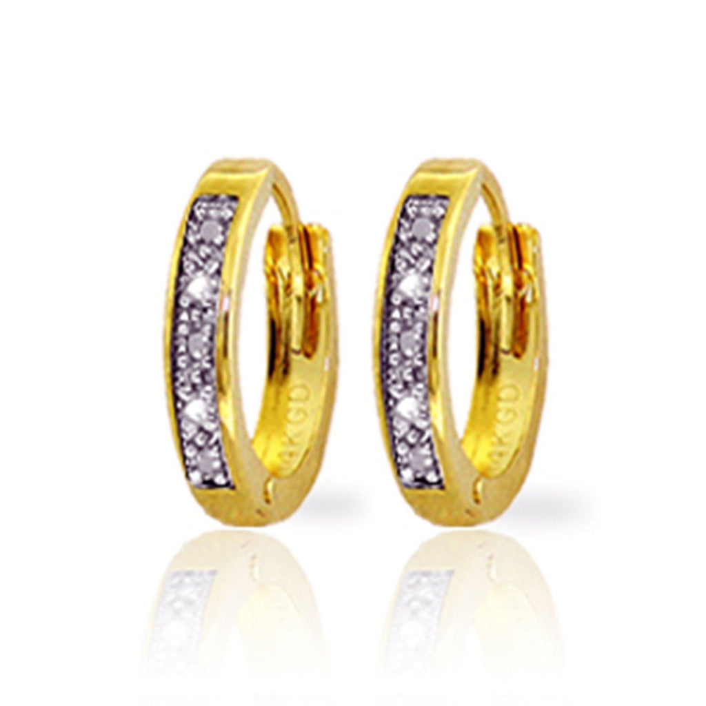 0.02 Carat 14K Gold Hoop Huggie Earrings Natural Diamond