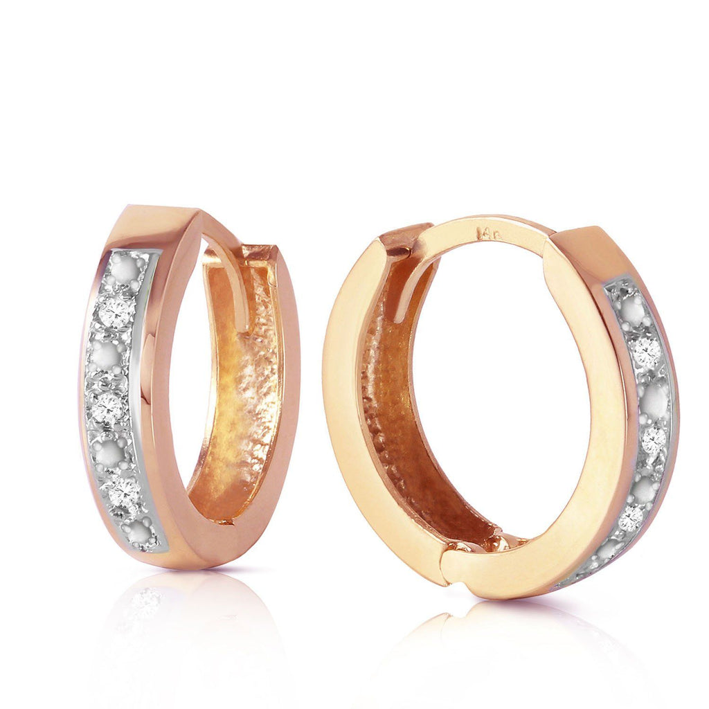 0.04 Carat 14K Gold Hoop Huggie Earrings Diamond