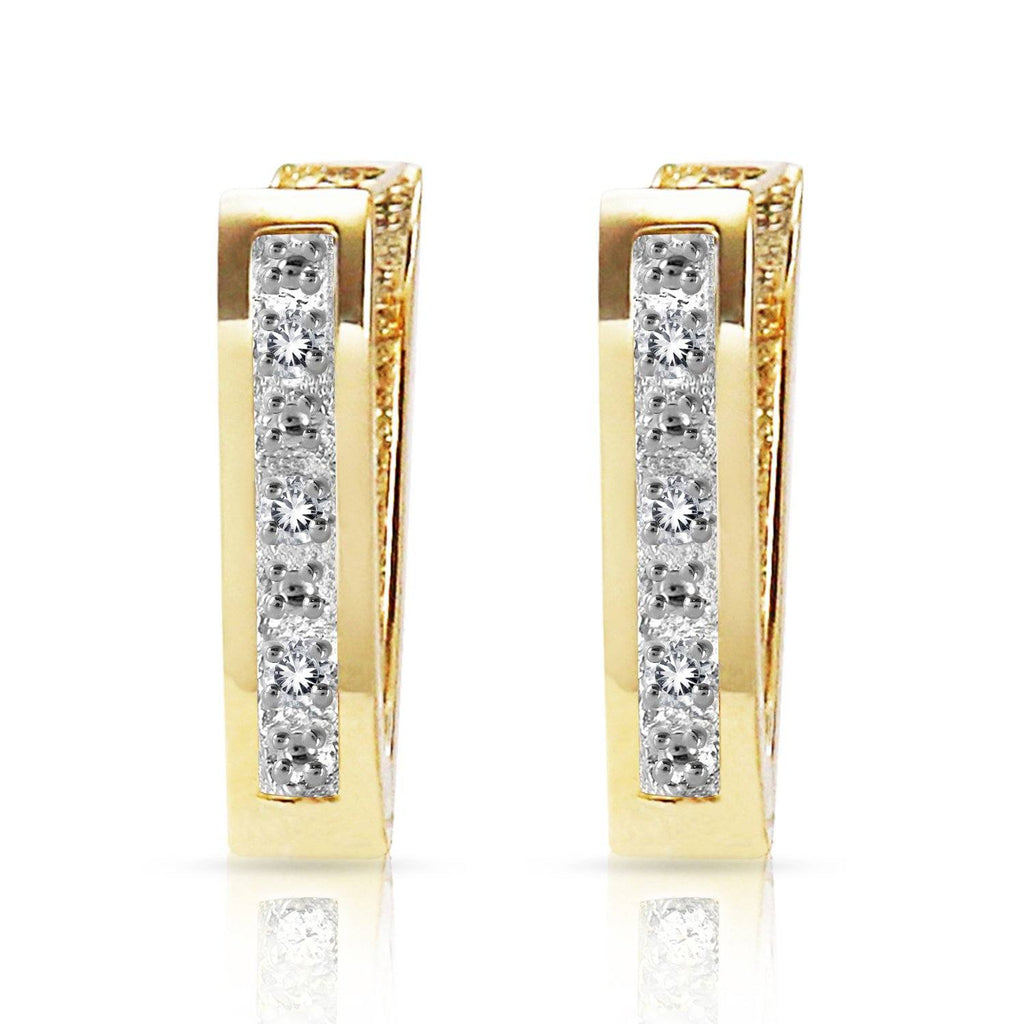 0.04 Carat 14K Gold Oval Huggie Earrings Diamond