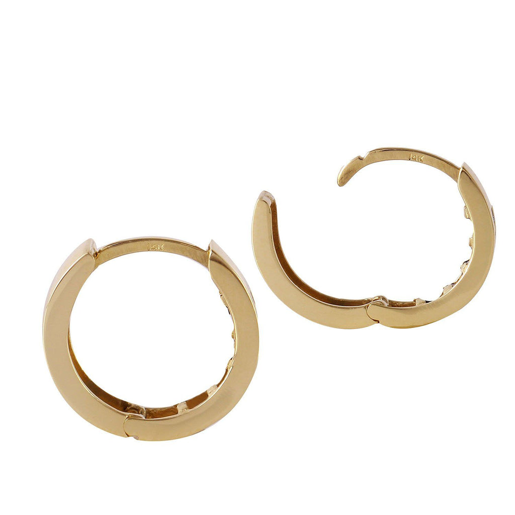 0.04 Carat 14K White Gold Hoop Huggie Earrings Diamond