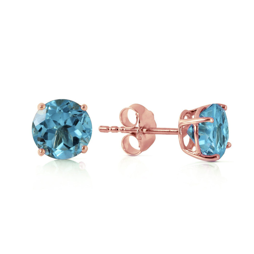 0.95 Carat 14K Rose Gold Petite Blue Topaz Stud Earrings